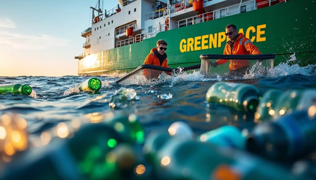 greenpeace s'engage activement dans la lutte contre la pollution plastique des océans à l'échelle mondiale pour protéger la biodiversité marine et sensibiliser le public.